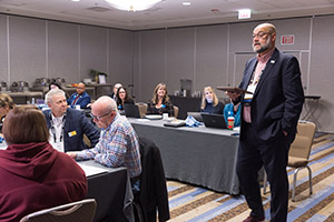 IASB outgoing Immediate Past President Simon Kampwerth Jr. speaks to the Board of Directors.
