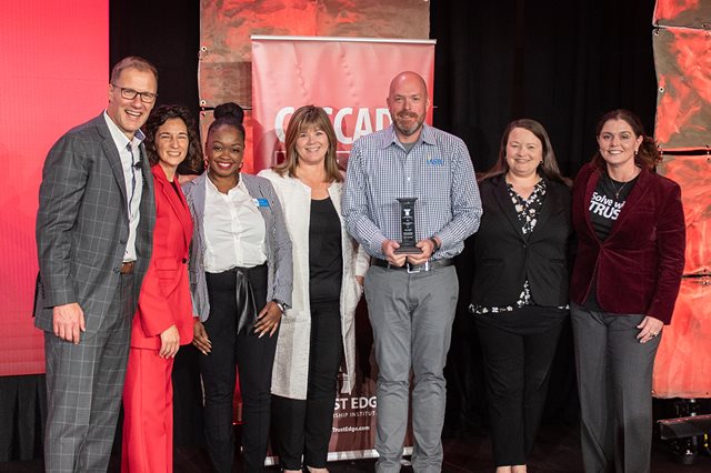 Trust Edge Leadership Institute co-founders David Horsager and Lisa Horsager, with IASB team members Nakia Hall, Lori Grant, Patrick Allen, Katie Bulava, and Kimberly Small.